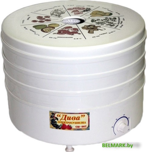Сушилка для овощей и фруктов Ротор Дива СШ-007-3 (белый) - фото
