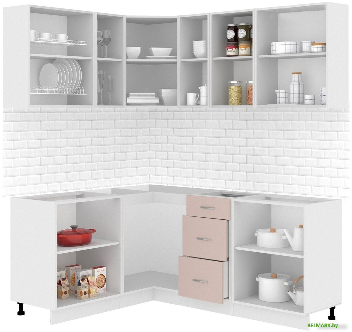 Готовая кухня Кортекс-мебель Корнелия Лира 1.5x1.9 без столешницы (капучино/оникс) - фото2