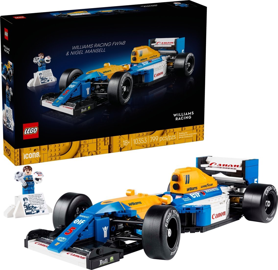 Конструктор LEGO Icons 10353 Гоночная машина Williams Racing FW14B & Nigel Mansell - фото2