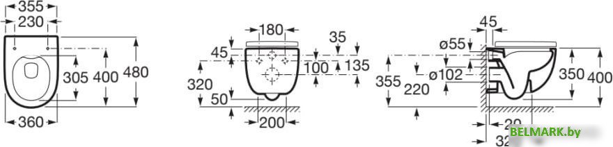 Унитаз подвесной Roca Meridian Compact Rimless 346244000 (без сиденья) - фото2
