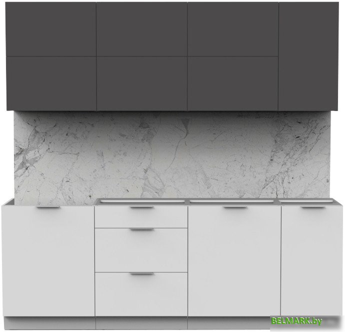 Готовая кухня Интермебель Микс Топ-37 2.2м без столешницы (графит серый/белый премиум) - фото