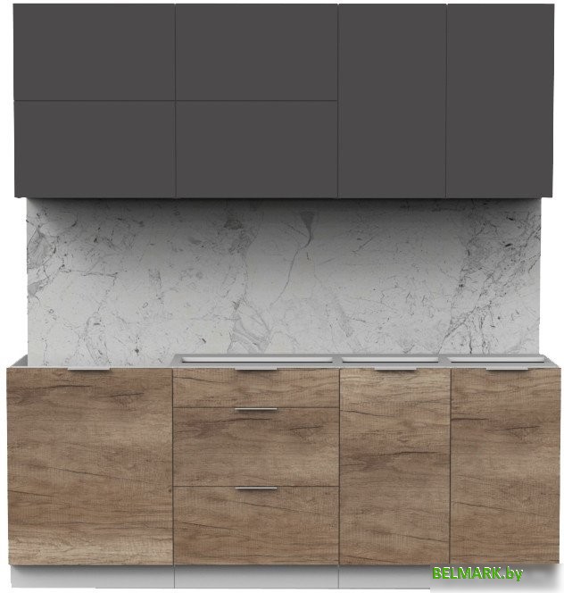 Готовая кухня Интермебель Микс Топ-35 2.0м без столешницы (графит серый/дуб каньон) - фото