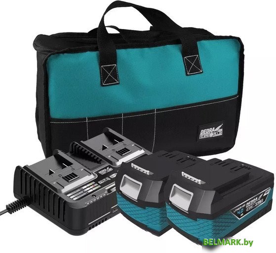Аккумулятор с зарядным устройством Dedra DED7030G04 (20В/2x4 Ач + 20В) - фото