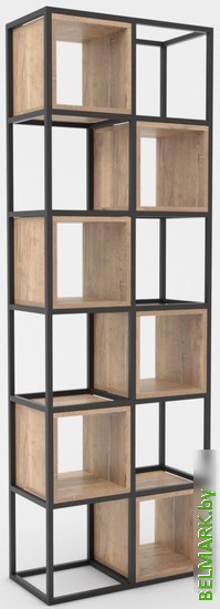 Стеллаж Hype Mebel Грос-2 70x210 (черный/дуб галифакс натуральный) - фото