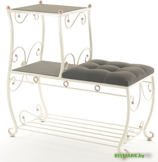 Банкетка AMC 8(800)32 с этажеркой (слоновая кость/венге) - фото