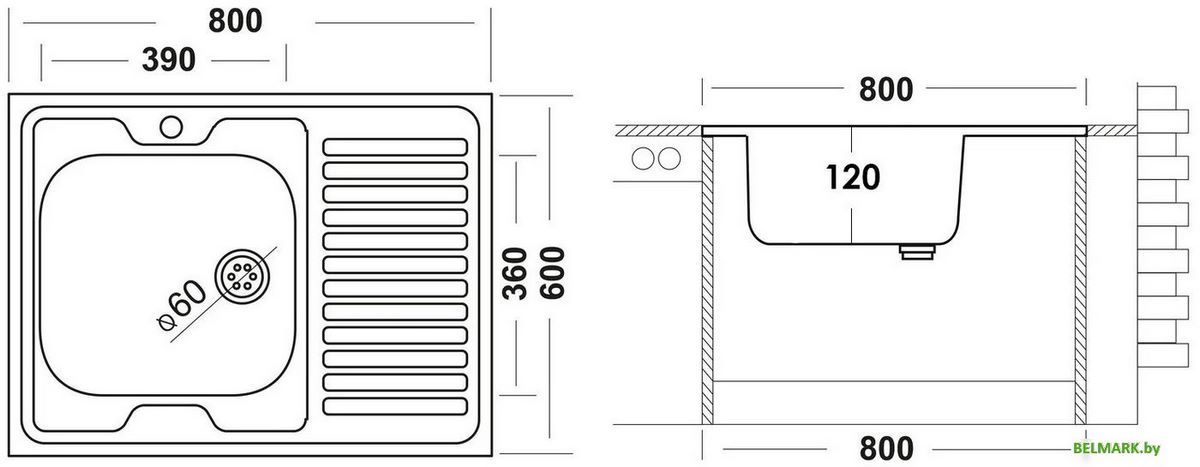 Кухонная мойка Ukinox ECO 800.600 L - фото2