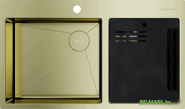 Кухонная мойка Omoikiri Akisame 86-2 Side lg (светлое золото) - фото