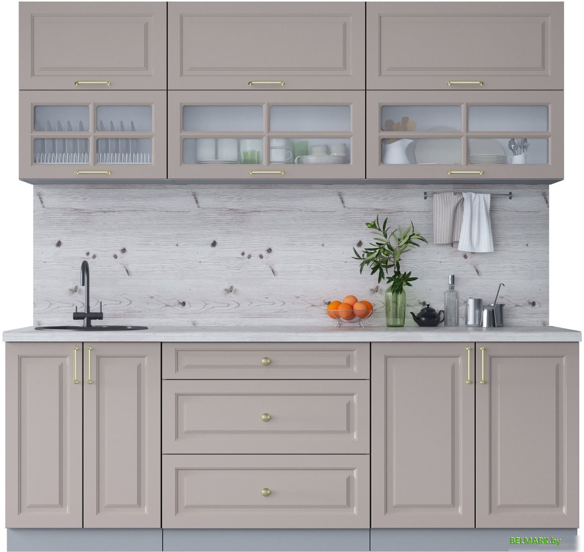 Готовая кухня Интерлиния Мила Шато 2.2Б (луна/луна/бискайская сосна) - фото