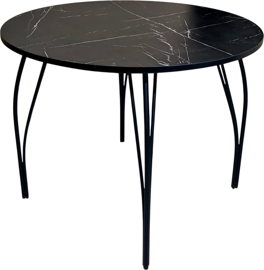 Кухонный стол Arvento Флок круглый D900 (мрамор неро маркина) - фото