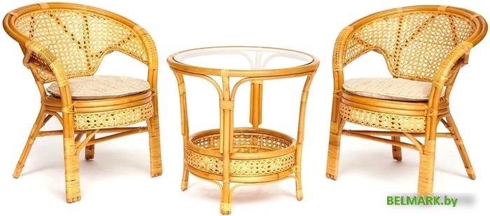 Набор садовой мебели TetChair Pelangi (стол/2 кресла, без подушек, honey) - фото