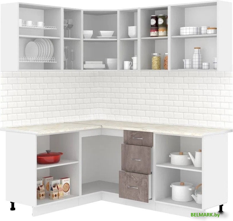 Готовая кухня Кортекс-мебель Корнелия Лира 1.5x1.9 (капучино/оникс/королевский опал) - фото2