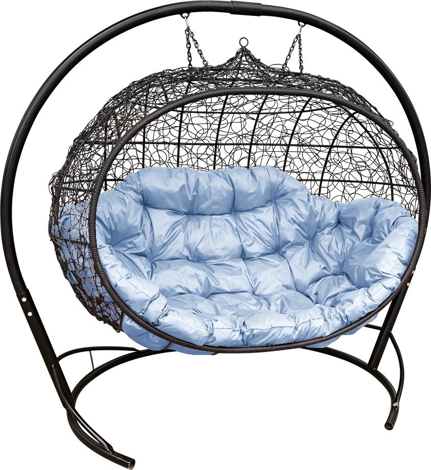 Подвесной диван M-Group Улей 11210409 (черный ротанг/серая подушка) - фото