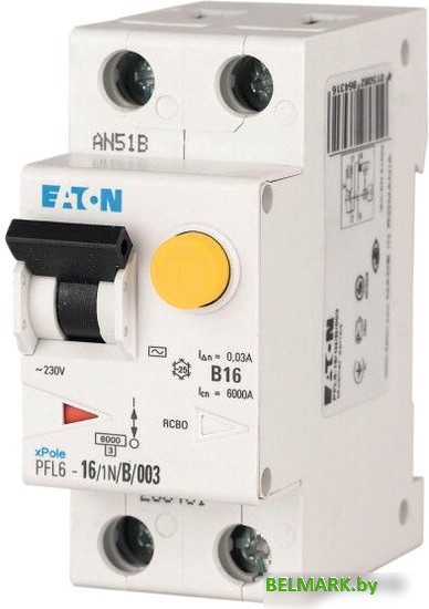 Дифференциальный автомат Eaton PFL6 1P+N 32А 30мА С 6кА 2М 286470 - фото