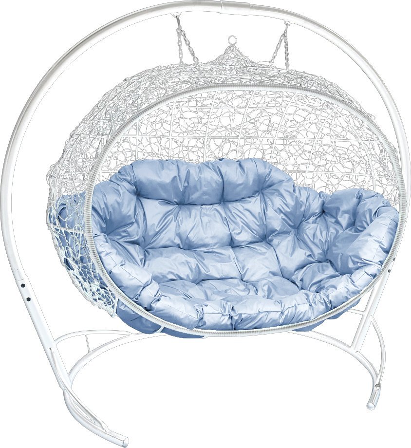 Подвесной диван M-Group Улей 11210109 (белый ротанг/серая подушка) - фото