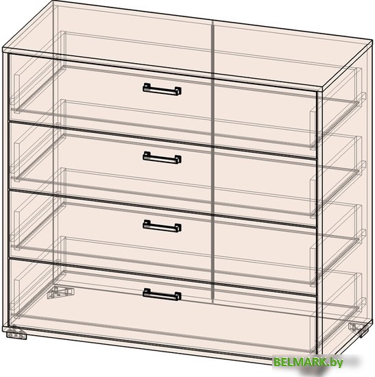 Комод Интерлиния SC-4Ш (дуб золотой-белый платинум) - фото2