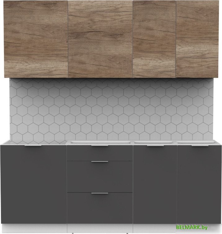 Готовая кухня Интермебель Микс Топ-5 2.0м без столешницы (дуб каньон/графит серый) - фото