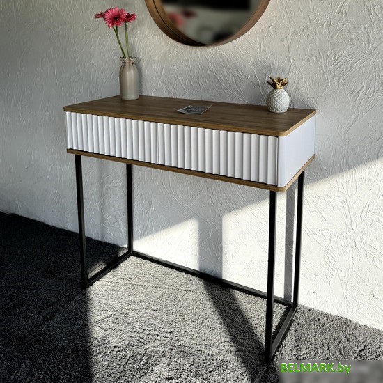 Консольный стол Shtabe Royal 5011 эко (белый/дуб кантри золотой/черный) - фото2