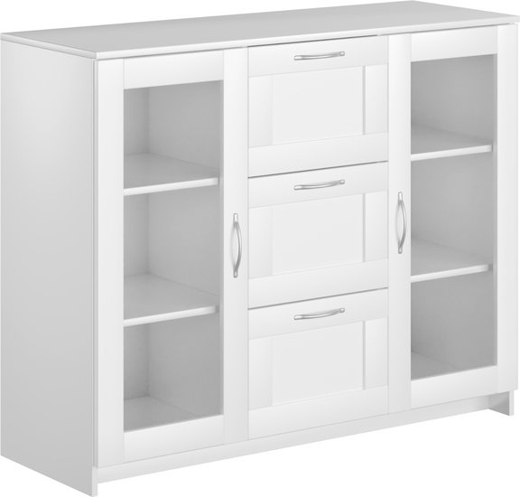 Комод Mio Tesoro Сириус 2 двери со стеклом и 3 ящика 117x95 2.02.03.380.1 (белый) - фото