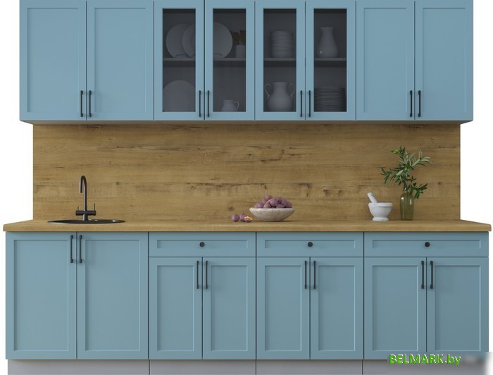 Готовая кухня Интерлиния Тренд 2.7А (океан/океан/дуб бунратти) - фото