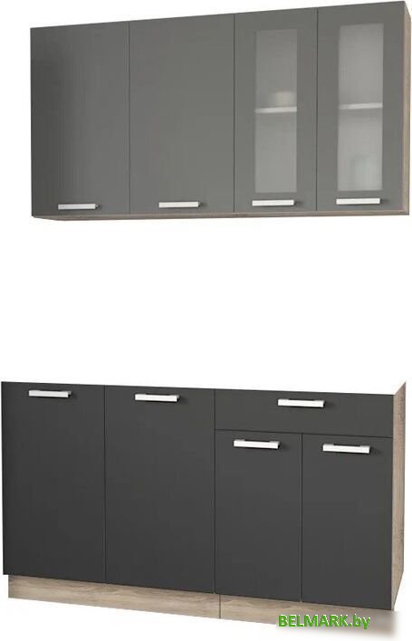 Готовая кухня Интерлиния Мила 14 без столешницы (серебристый/антрацит) - фото