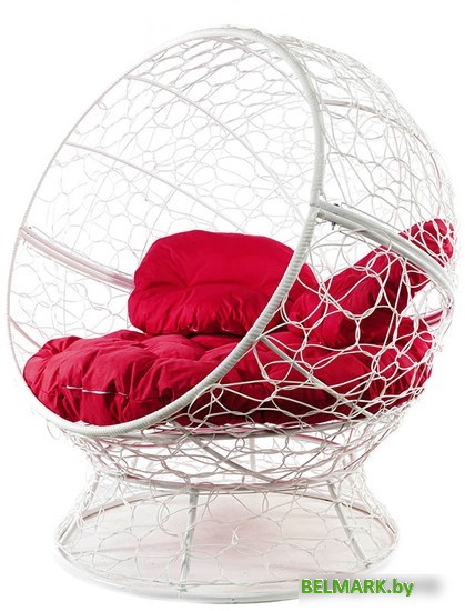 Кресло M-Group Апельсин 11520106 (белый ротанг/красная подушка) - фото2