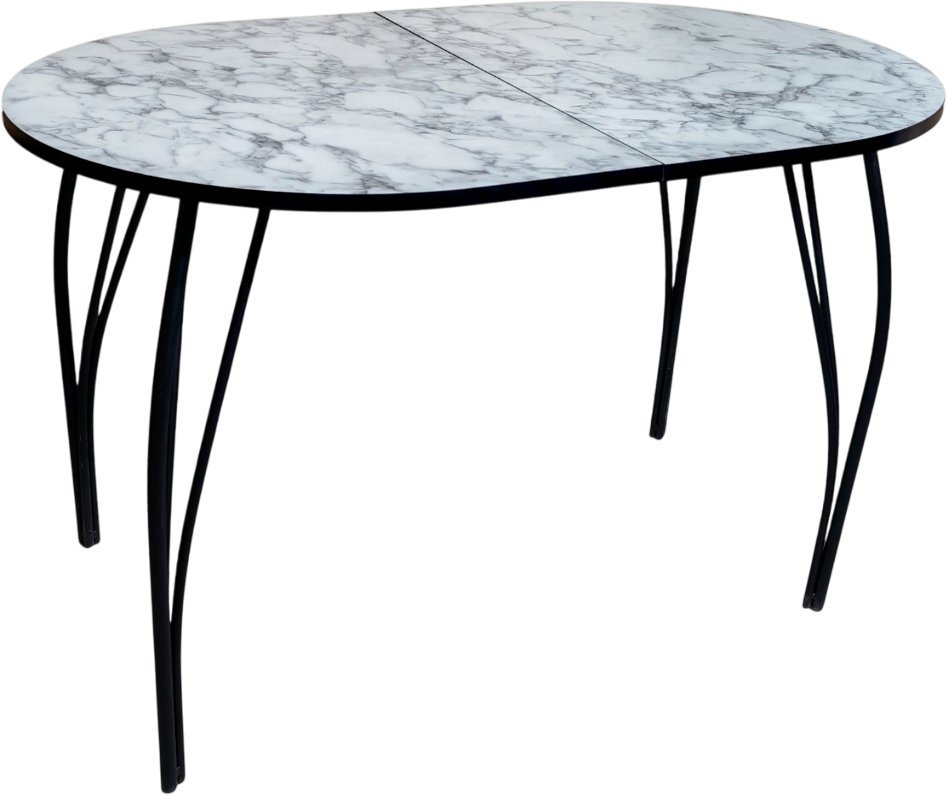 Кухонный стол Arvento Флок 2 раздвижной овал 110-140х70 (мрамор каррара) - фото