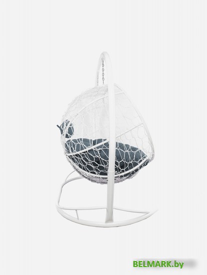 Подвесной диван M-Group Лежебока 11180109 (с белым ротангом/серая подушка) - фото2