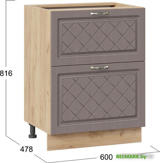 Шкаф напольный Трия Бьянка 1Н6Я2 (дуб крафт золотой/дуб серый) - фото2