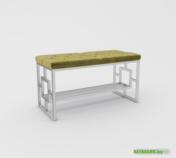 Банкетка Hype Mebel Квадро Люкс (белый/золото) - фото