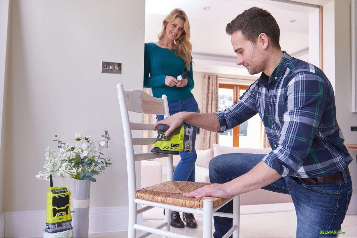 Ryobi R18CK4E-242S 5133004757 (шуруповерт, сабельная пила, болгарка, шлифмашина, 2 АКБ, сумка) - фото2