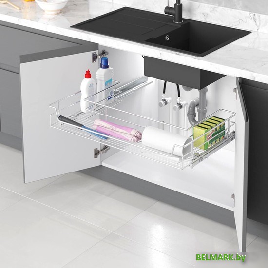 Вставка в полку Starax S-2354-C 90 (крепление на фасаде, хром) - фото