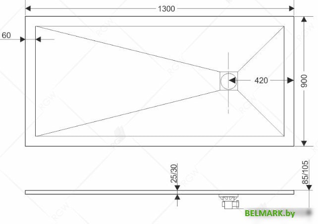 Душевой поддон RGW ST-0139W 130х90 - фото2