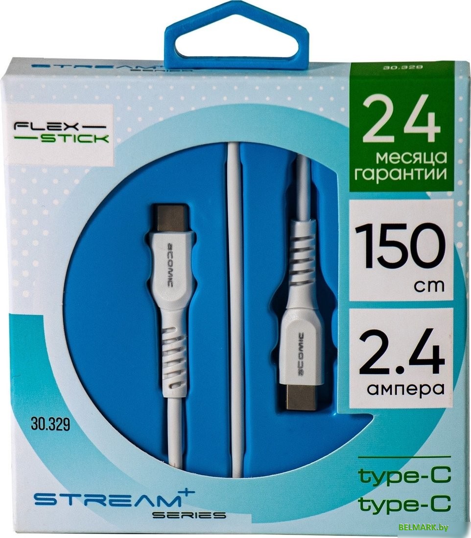 Кабель Atomic Flexstick Stream+ 30.329 USB Type-C - USB Type-C (1.5 м, белый) - фото2