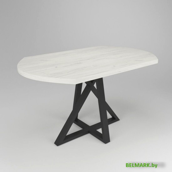 Кухонный стол Дабер 017 раздвижной С17Р.13.2.10 (опора металл черный/древесина белая) - фото