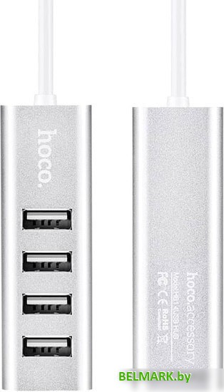 USB-хаб Hoco HB1 (серебристый) - фото