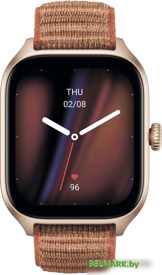 Умные часы Amazfit GTS 4 (золотистый, с коричневым нейлоновым ремешком) - фото2