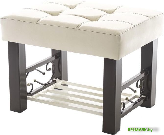 Банкетка AMC Lux 5 с полкой кожзам коричневый/бежевый/бежевый 5.1Б60233 - фото