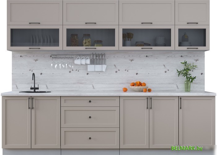 Готовая кухня Интерлиния Тренд 2.9Б (луна/луна/бискайская сосна) - фото