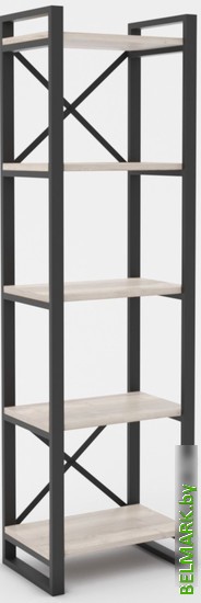 Стеллаж Hype Mebel Стандарт 50x200 (черный/древесина белая) - фото