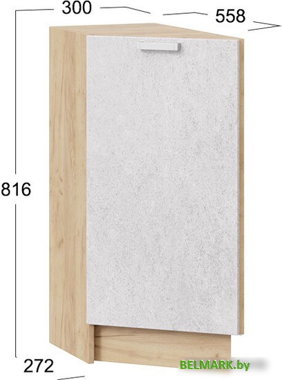 Шкаф напольный Трия Гранита 1Н3Т (дуб крафт золотой/бетон снежный) - фото2