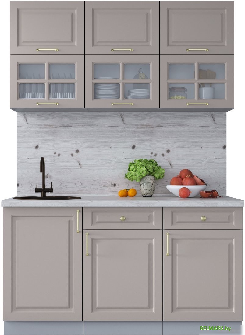 Готовая кухня Интерлиния Мила Шато 1.5Б (луна/луна/бискайская сосна) - фото