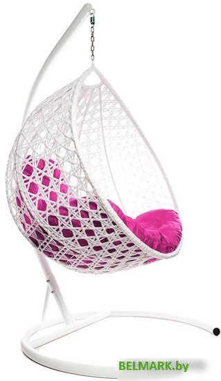 Подвесное кресло M-Group Капля Люкс 11030108 (белый ротанг/розовая подушка) - фото2