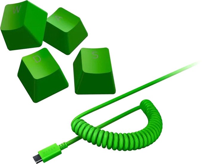 Набор аксессуаров Razer PBT Keycap + Coiled Cable Upgrade Set Green - фото