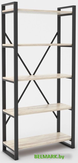 Стеллаж Hype Mebel Стандарт-2 50x170 (черный/древесина белая) - фото