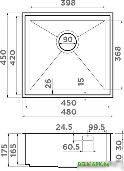 Кухонная мойка Omoikiri Kasen 48-26 INT GM (вороненая сталь) - фото2