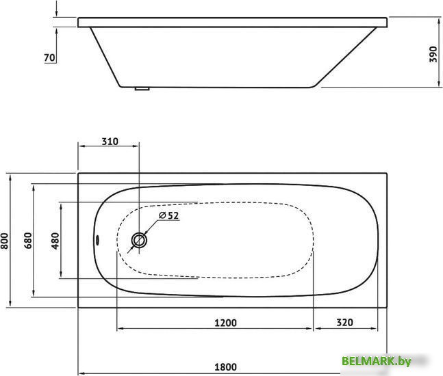 Ванна Berges Wasserhaus Nelu 180x80 050021 - фото2