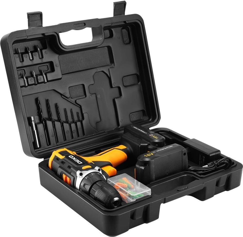 Дрель-шуруповерт Deko Sharker 16V Set 63 083-1041 (с 2-мя АКБ, кейс) - фото2