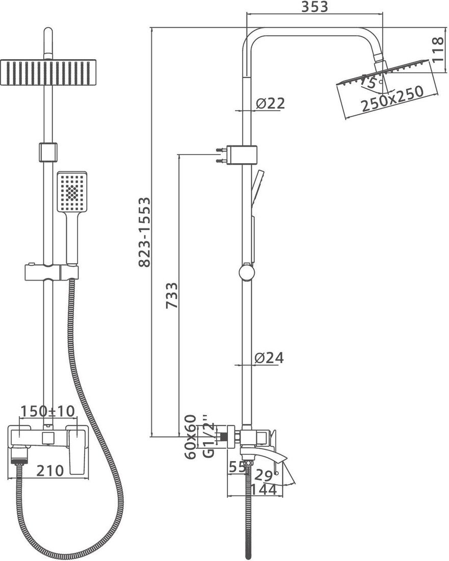 Душевая система Ledeme L2478D - фото2