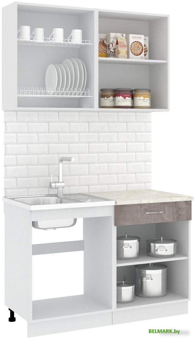 Готовая кухня Кортекс-мебель Корнелия Лира-лайт 1.2м (капучино/оникс/королевский опал) - фото2