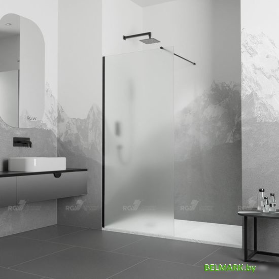 Душевая стенка RGW WA-010 B 100x195 351001010-24 100 (черный/матовое стекло) - фото